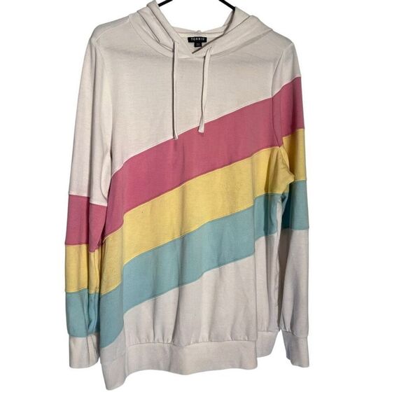 Torrid Lightweight French Terry Colorblock Pullover Hoodie Multicolor Size 00 - Picture 1 of 6